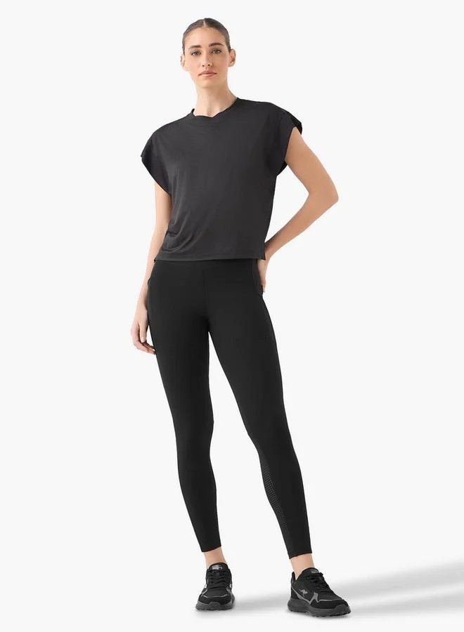Active Women Ribbed 2 Way Stretch Boxy T-shirt